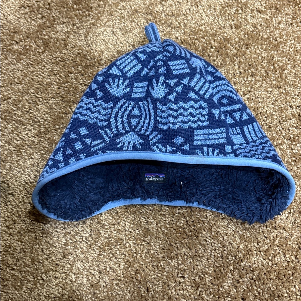 Patagonia Blue Reversible Infant Winter Hat